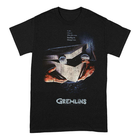 Gremlins Distressed Gizmo Poster Black Crew Neck T-Shirt