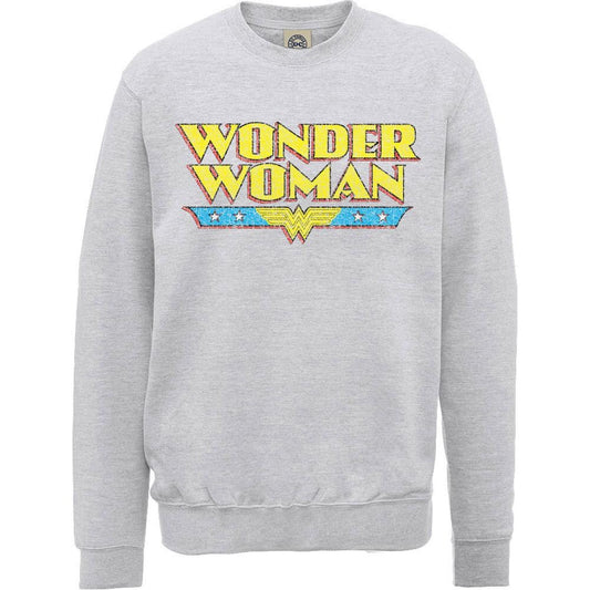 DC Comics Unisex Sweatshirt: Wonder Woman Logo Crackle