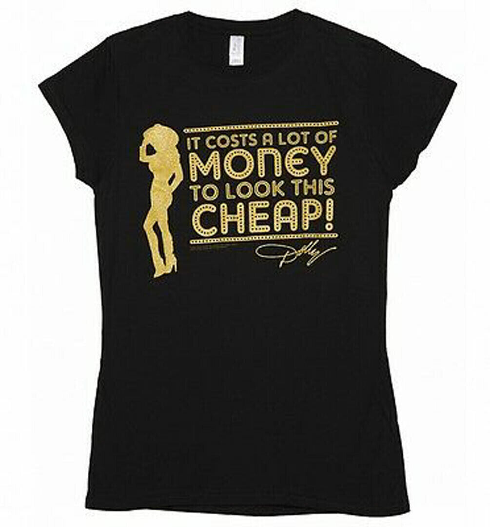 Dolly Parton It Costs A Lot Ladies Black T Shirt Dolly Parton Tee (Small)