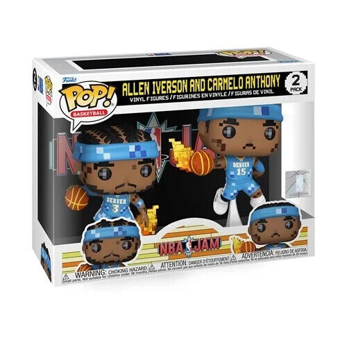 NBA JAM Denver Nuggets Iverson and Carmelo Anthony 8-BitFunko Pop! PREORDER JUNE