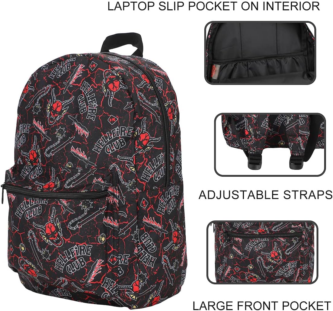 Stranger Things Hellfire Club AOP Black Laptop Backpack