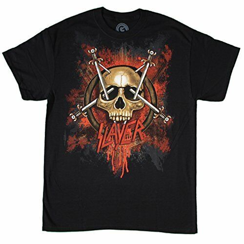 Slayer Blood Logo Swords & Skull Mens Cotton T-Shirt (Small)