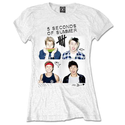 5 Seconds of Summer Ladies T-Shirt: Scribbles (Skinny Fit)