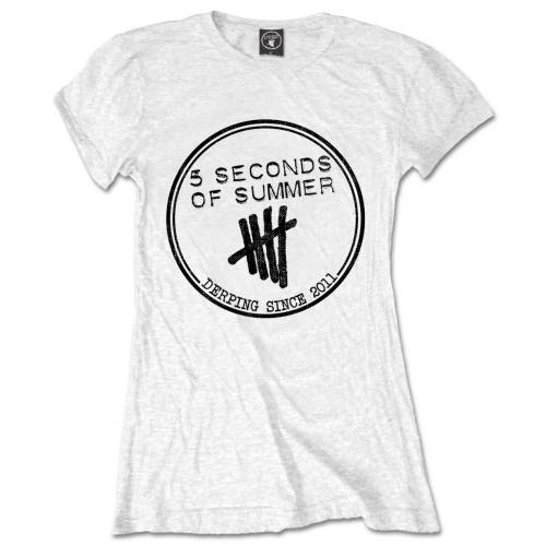 5 Seconds of Summer Ladies T-Shirt: Derping Stamp (Skinny Fit)