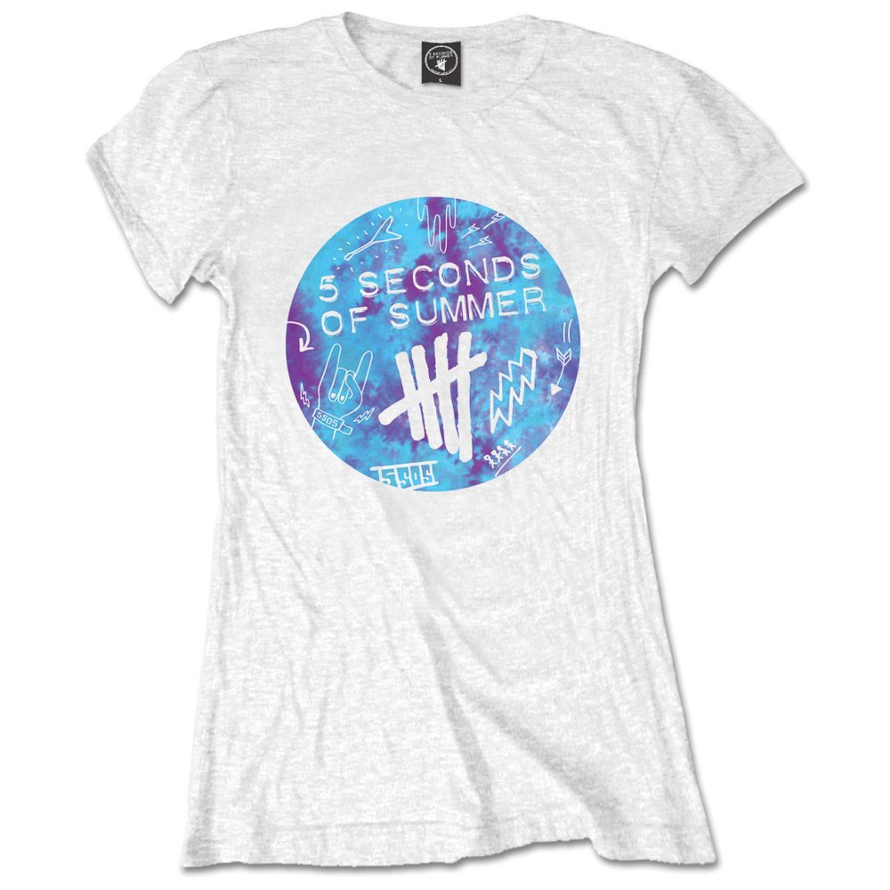 5 Seconds of Summer Ladies T-Shirt: Tie-Dye Scribble Logo