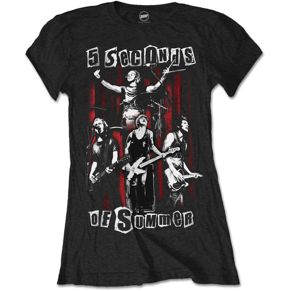 5 Seconds of Summer Ladies T-Shirt: Spray Live (Skinny Fit)