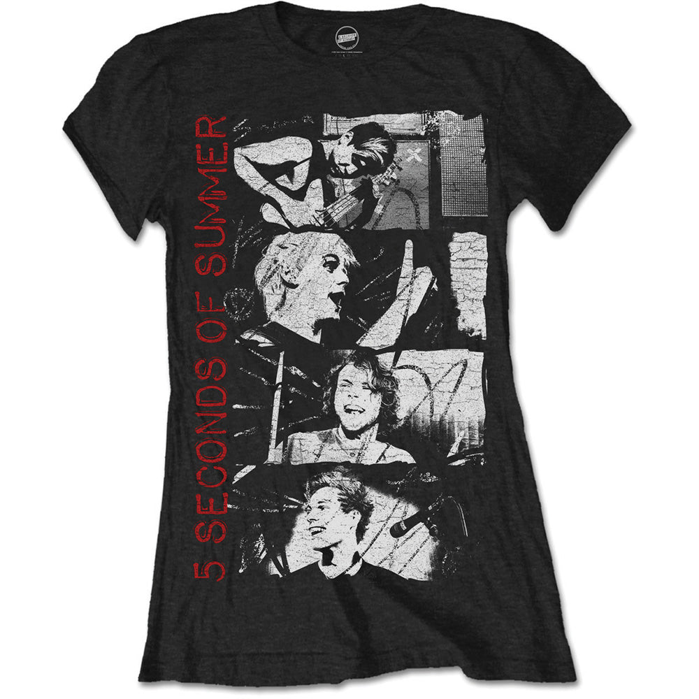 5 Seconds of Summer Ladies T-Shirt: Photo Stacked