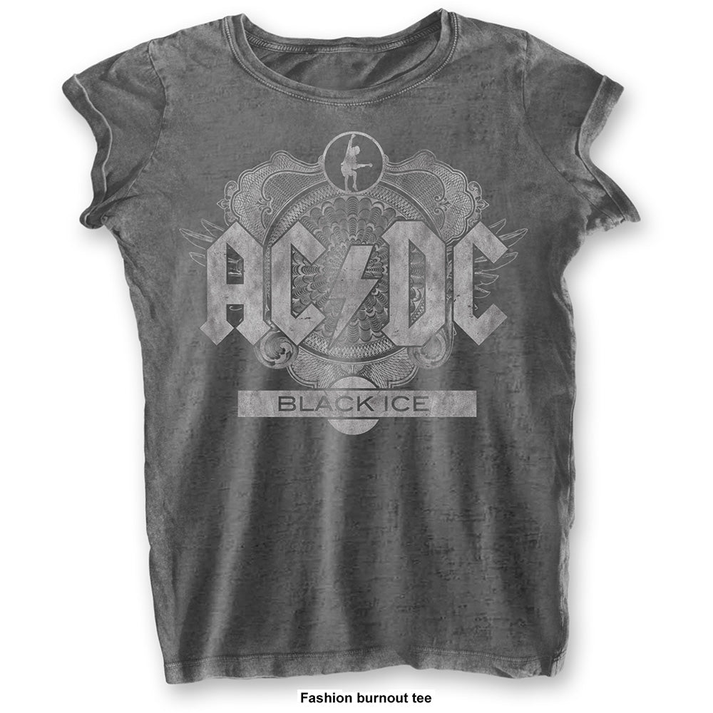 AC/DC Ladies T-Shirt: Black Ice (Burnout)