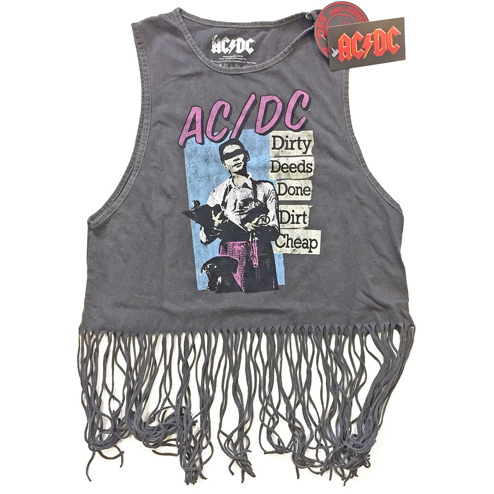 AC/DC Ladies Tassel Vest: Dirty Deeds Done Dirt Cheap
