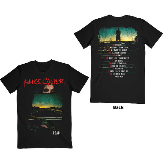 Alice Cooper Unisex T-Shirt: Road Cover Tracklist (Back Print) 