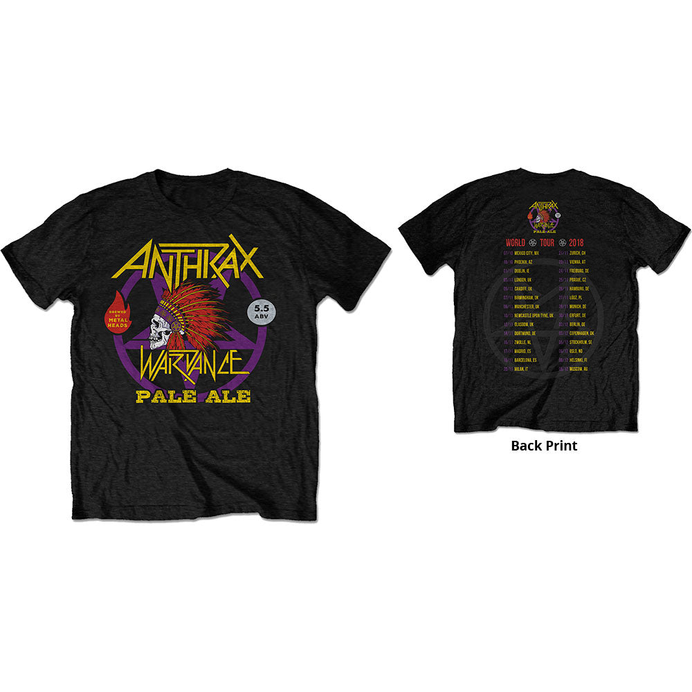 Anthrax Unisex T-Shirt: War Dance Paul Ale World Tour 2018 (Back Print) (Ex-Tour)
