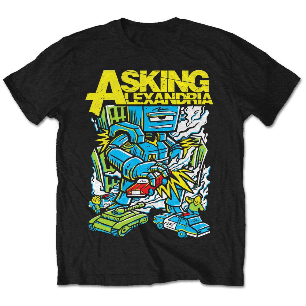 Asking Alexandria Unisex T-Shirt: Killer Robot (Retail Pack) (XX-Large) Black XX-Large