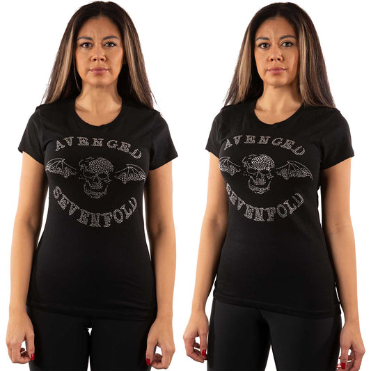 Avenged Sevenfold Ladies T-Shirt: Death Bat (Diamante)