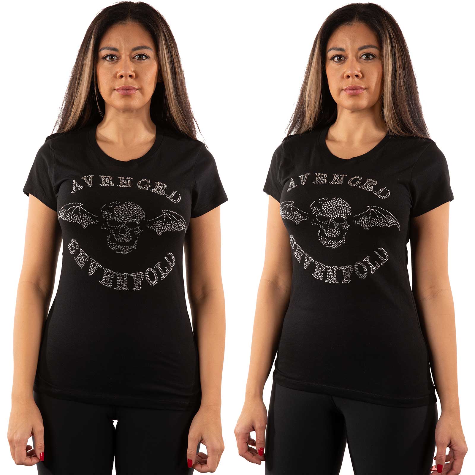 Avenged Sevenfold Ladies Embellished T-Shirt: Death Bat