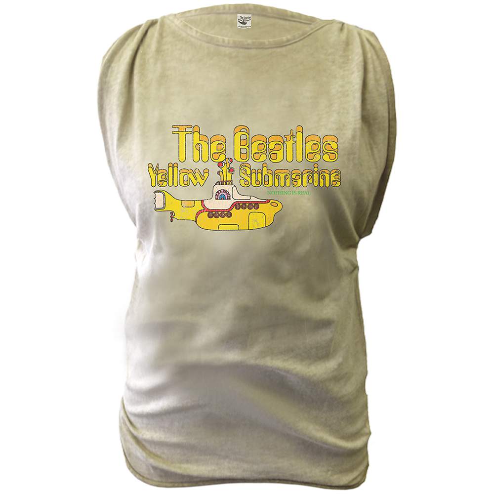 The Beatles Ladies T-Shirt: Yellow Submarine (Discharge Print/Oil Wash)