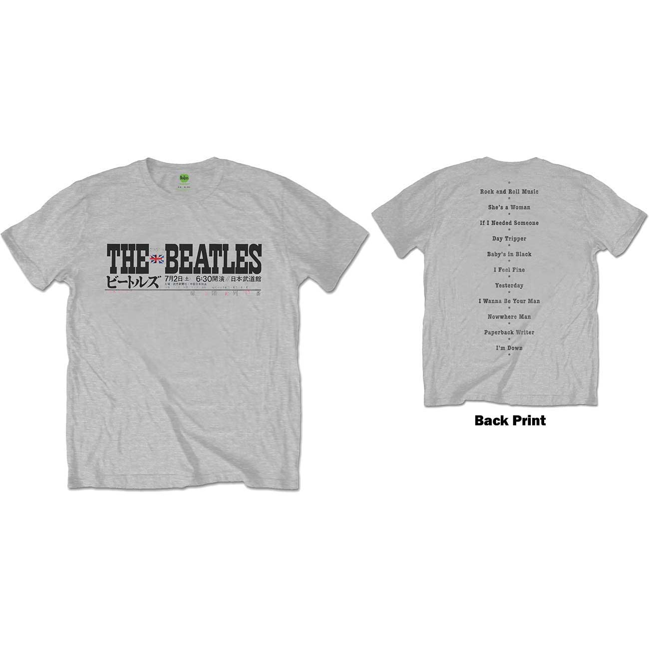 The Beatles Unisex T-Shirt: Budokan Set List (Back Print)