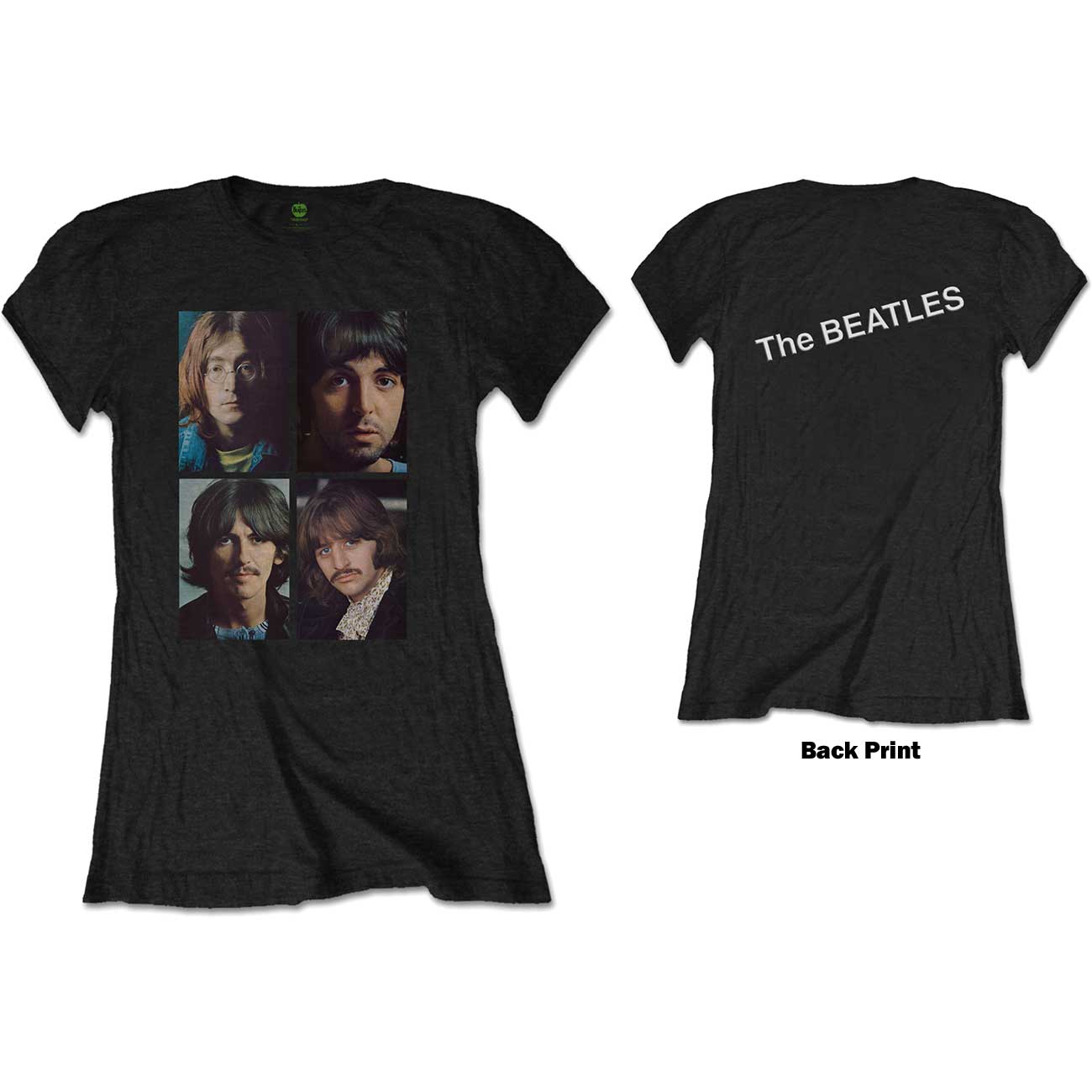 The Beatles Ladies T-Shirt: White Album Faces (Back Print)