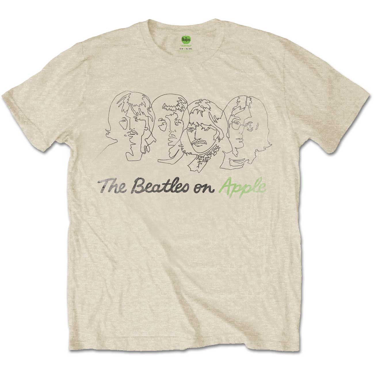 The Beatles Unisex T-Shirt: Outline Faces on Apple
