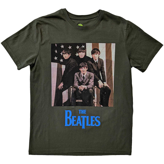 The Beatles Unisex T-Shirt: US Flag Photo