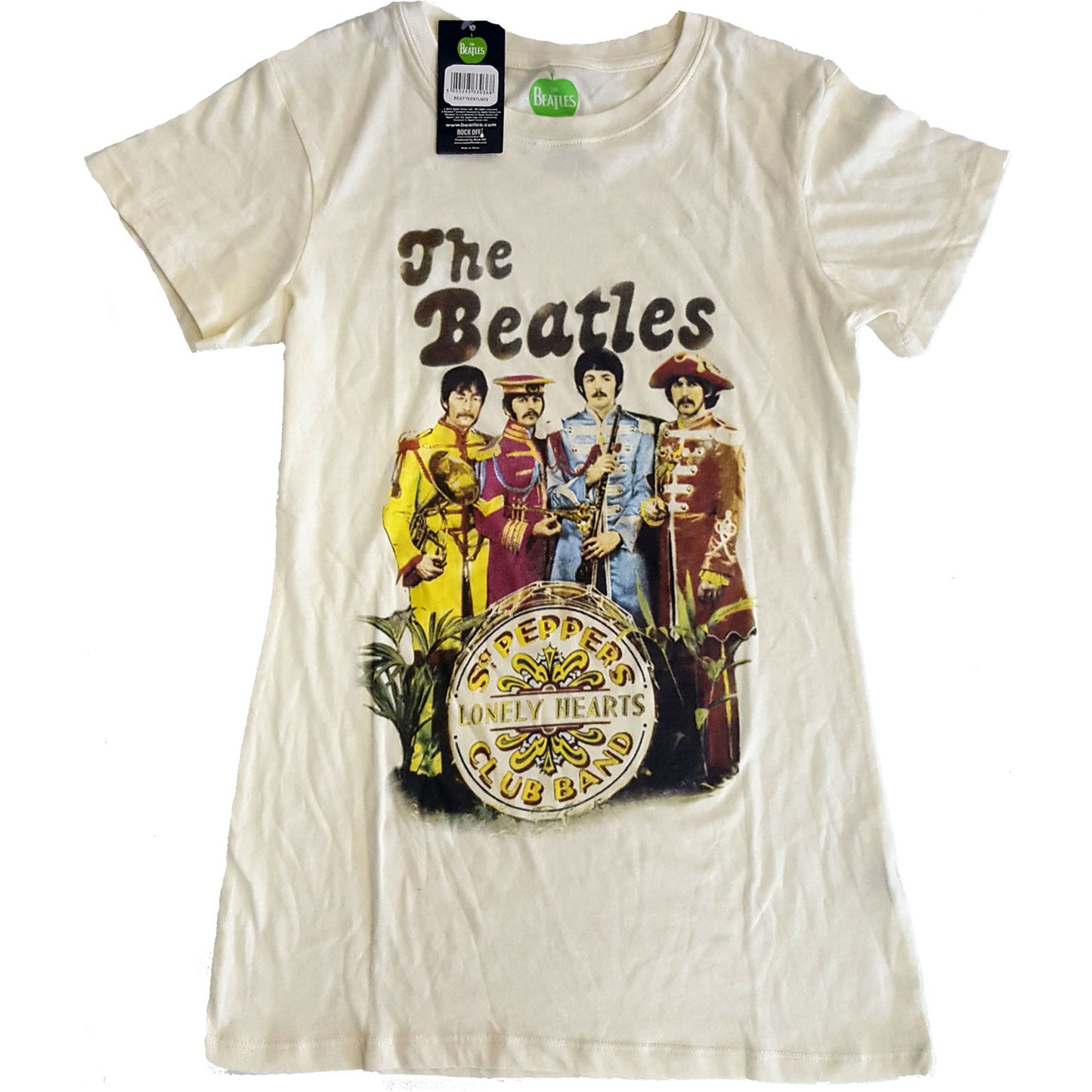 The Beatles Ladies T-Shirt: Sgt Pepper Band & Drum