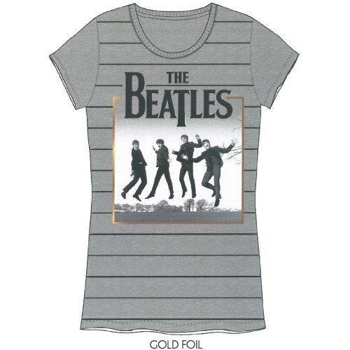 The Beatles Ladies T-Shirt: Leaping (Foiled)