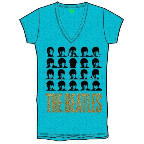 The Beatles Ladies T-Shirt: Hard Days Night Faces (Burnout & Glitter Print)