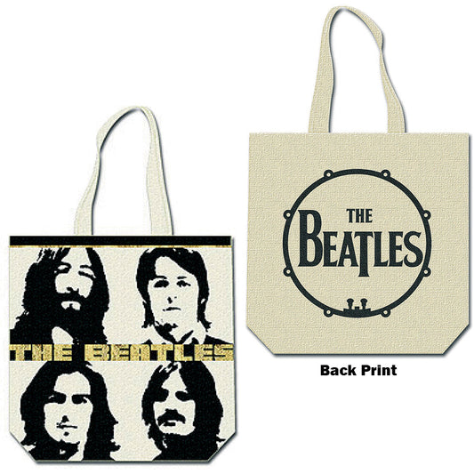 The Beatles Cotton Tote Bag: Four Heads (Back Print)
