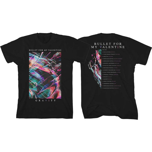 Bullet For My Valentine Unisex T-Shirt: Gravity Euro Tour 2018 (Back Print) (Ex-Tour)
