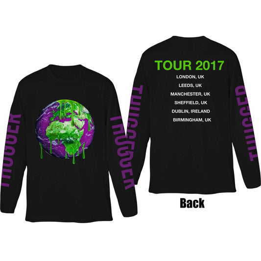 Young Thug Unisex Long Sleeve T-Shirt: Thugger Globe (Back & Sleeve Print)