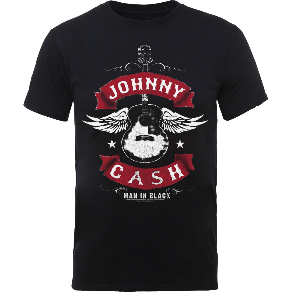 Johnny Cash Unisex T-Shirt: Winged Guitar