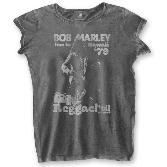 Bob Marley Ladies T-Shirt: Hawaii (Burnout)