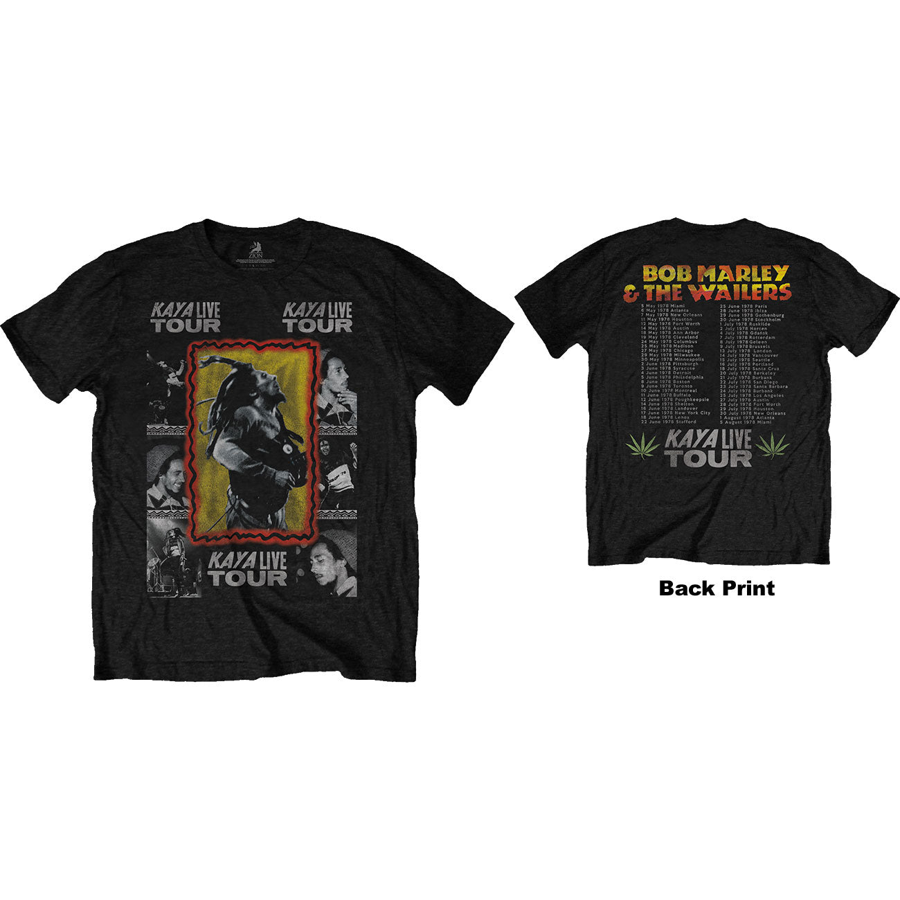 Bob Marley Unisex T-Shirt: Kaya Tour (Back Print)