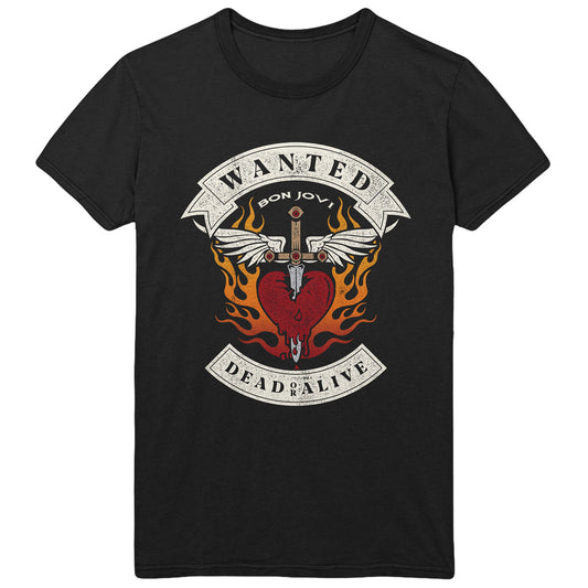 Bon Jovi Unisex T-Shirt: Wanted Flames