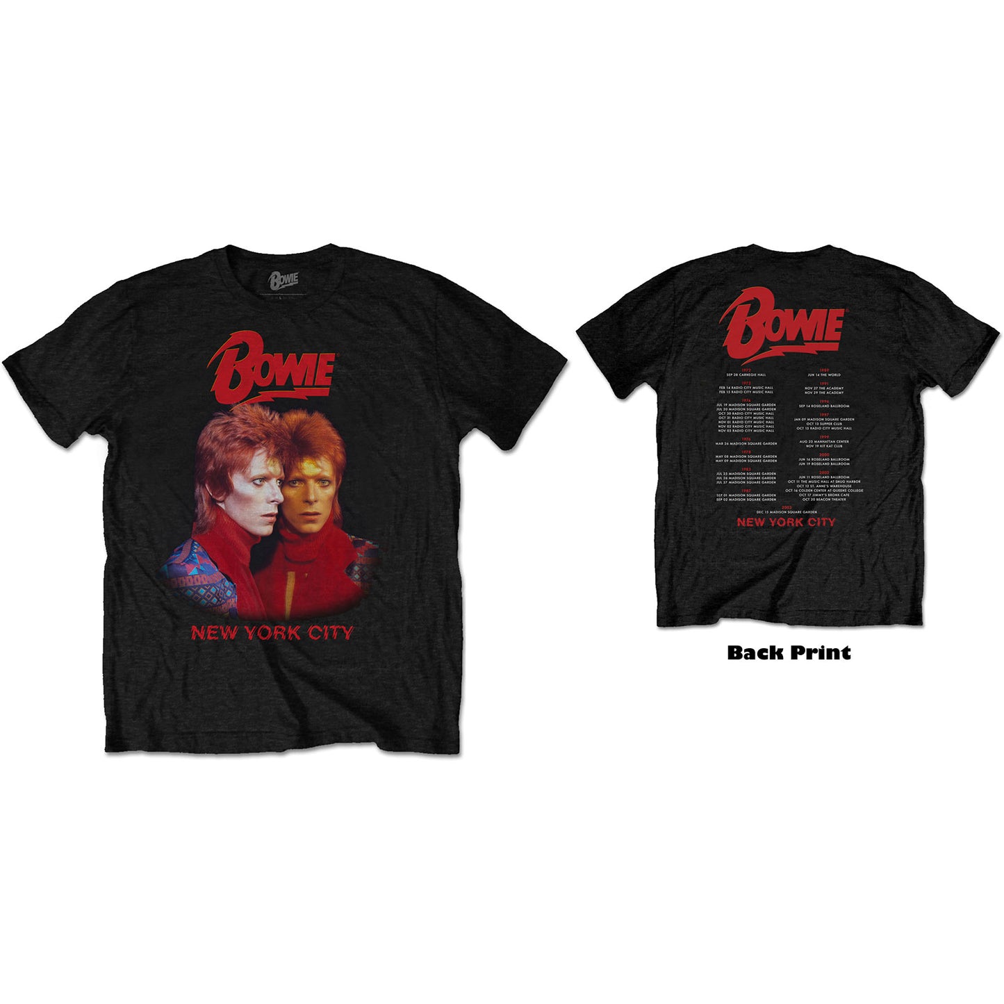 David Bowie Unisex T-Shirt: New York City (Back Print)