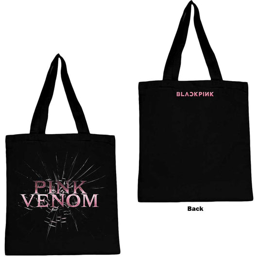 BlackPink Cotton Tote Bag: Pink Venom Cracked Logo (Back Print)