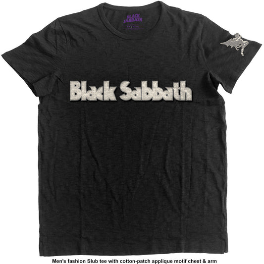 Black Sabbath Unisex Applique T-Shirt: Logo & Daemon
