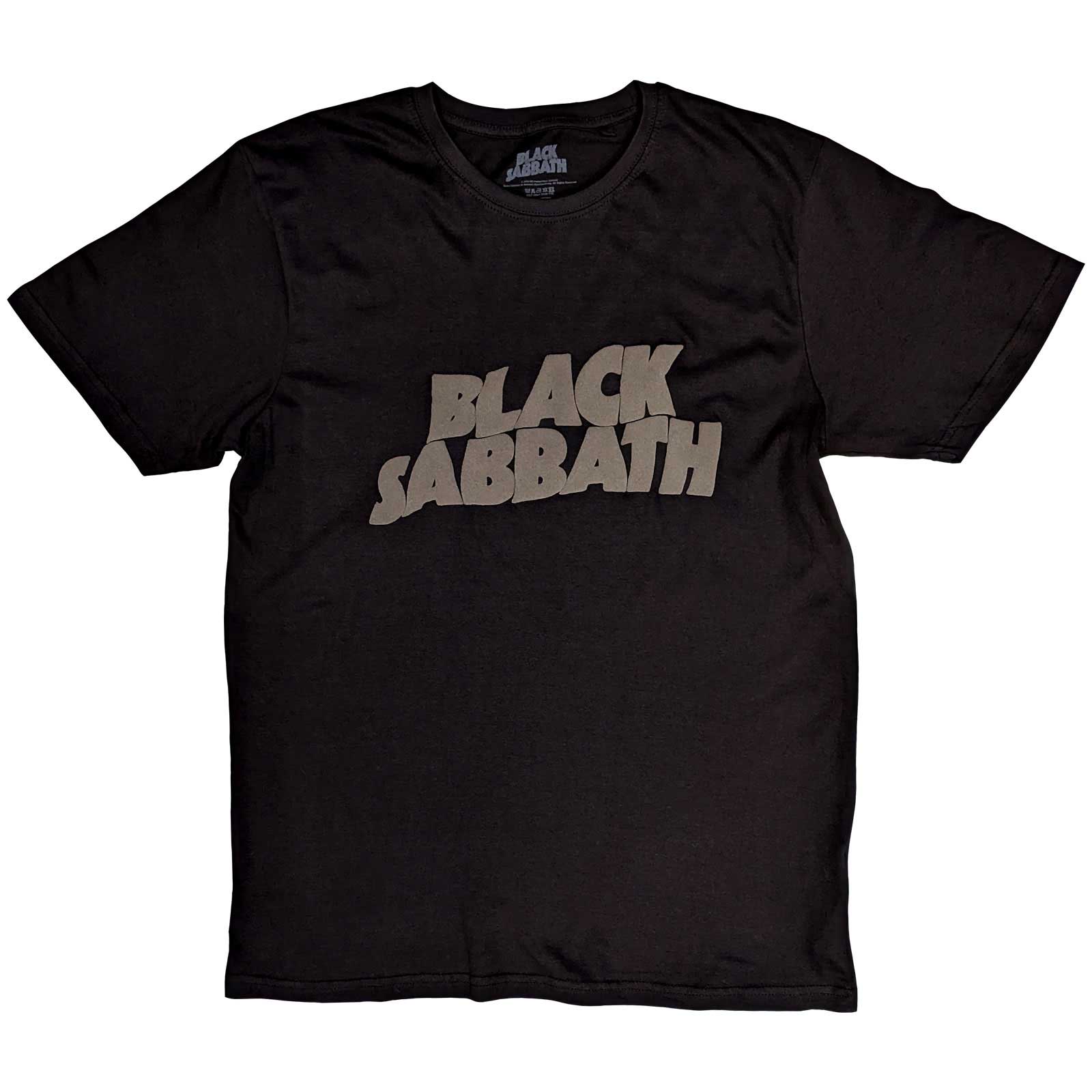 Black Sabbath Unisex T-Shirt: Wavy Logo (Hi-Build)