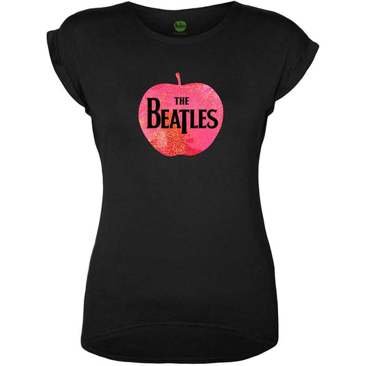 The Beatles Ladies Embellished T-Shirt: Apple Logo (Pink Sparkle Gel)