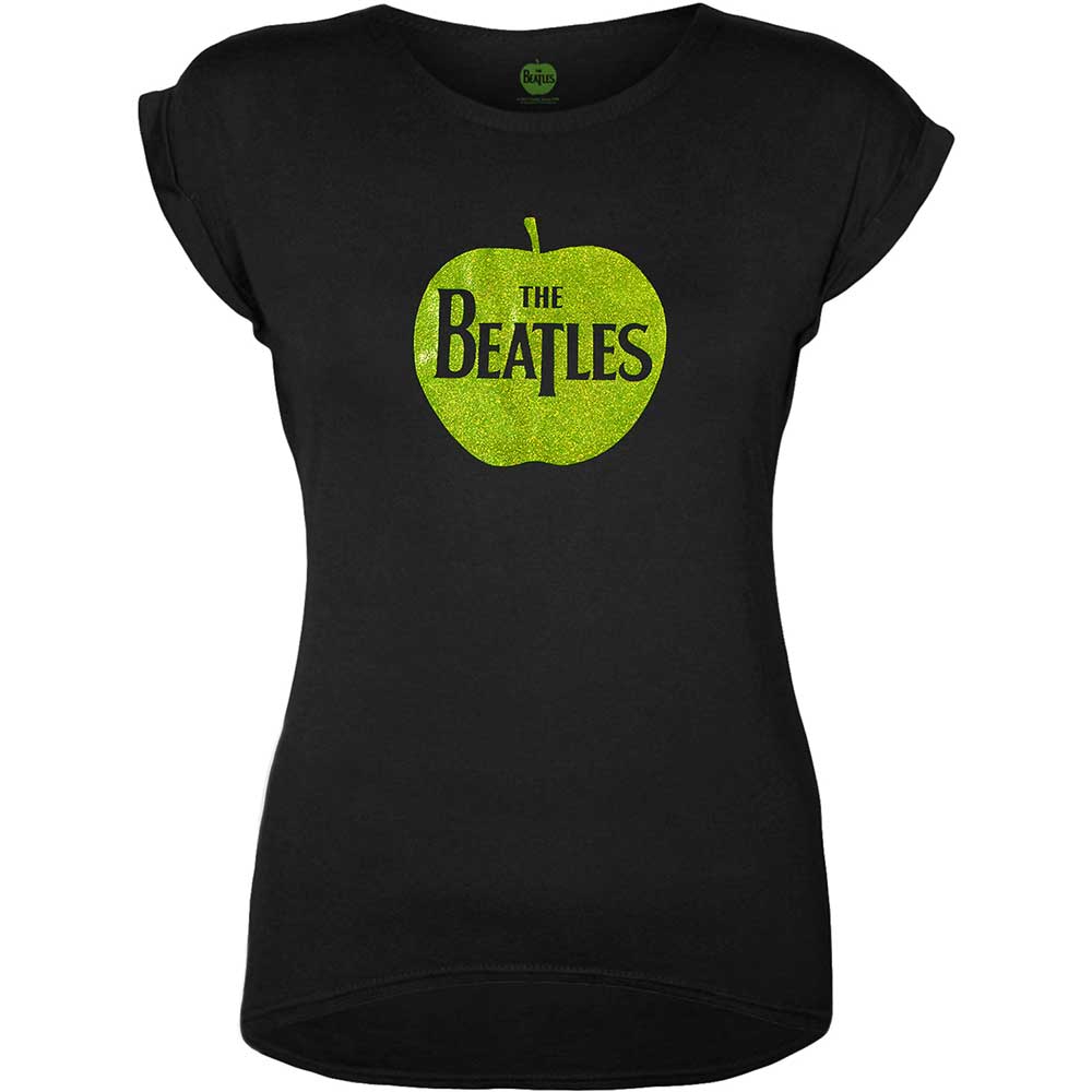 The Beatles Ladies T-Shirt: Apple Logo (Sparkle Gel)