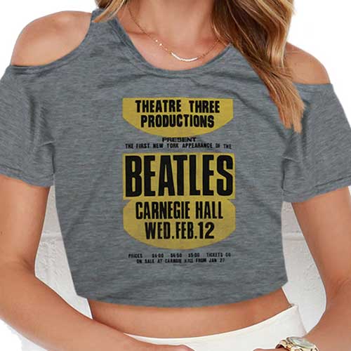 The Beatles Ladies T-Shirt: Carnegie Hall (Cropped/Cut Outs)