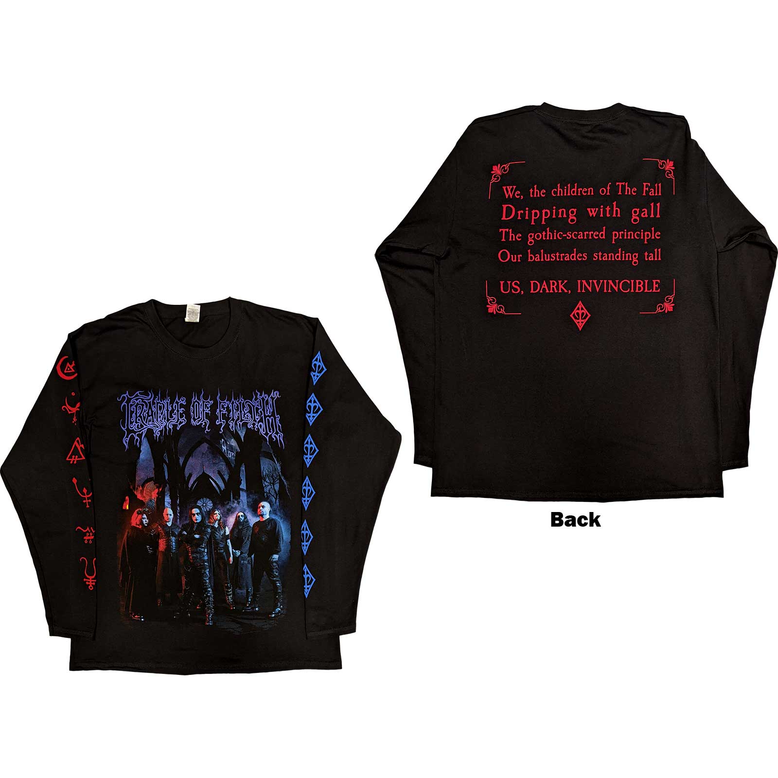 Cradle Of Filth Unisex Long Sleeve T-Shirt: Existence Band (Back & Sleeve Print)