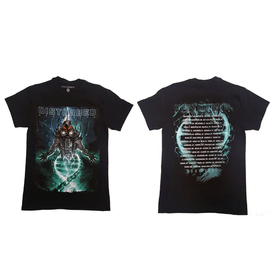Disturbed Unisex T-Shirt: Evolve Date back (Back Print) (Ex-Tour)