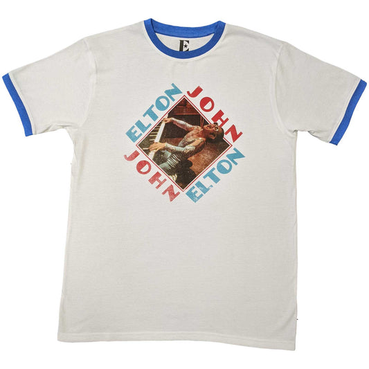 Elton John Unisex Ringer T-Shirt: Piano Diamond