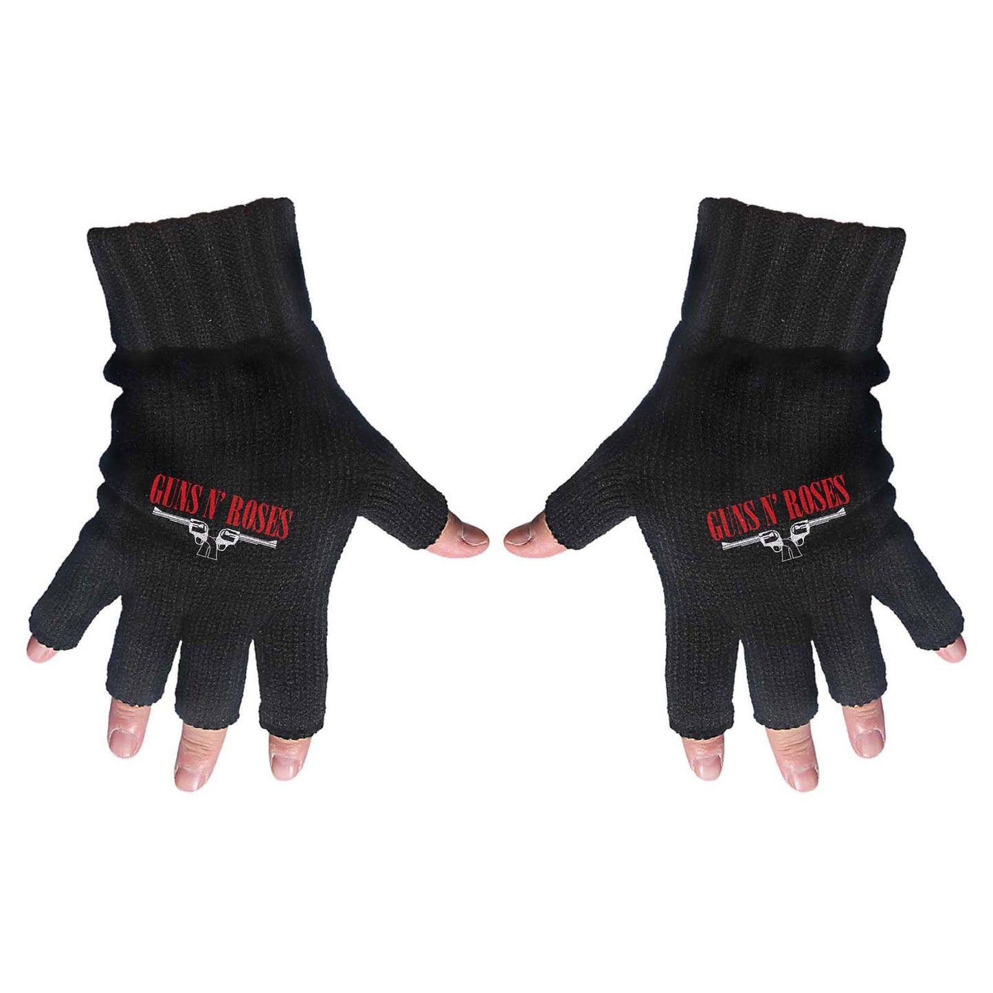 Guns N' Roses Unisex Fingerless Gloves: Logo & Pistols
