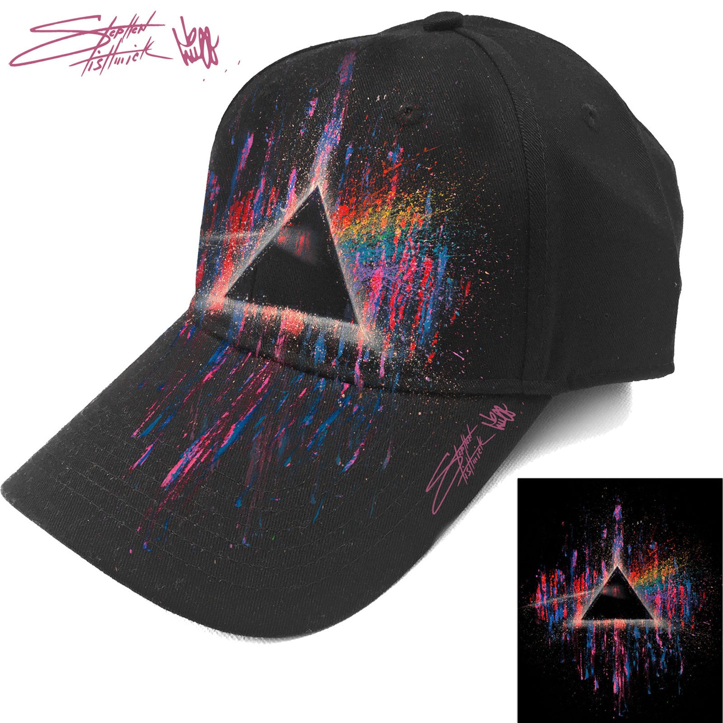 Pink Floyd Unisex Baseball Cap: Dark Side of the Moon Pink Splatter