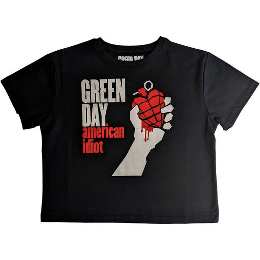 Green Day Ladies Crop Top: American Idiot