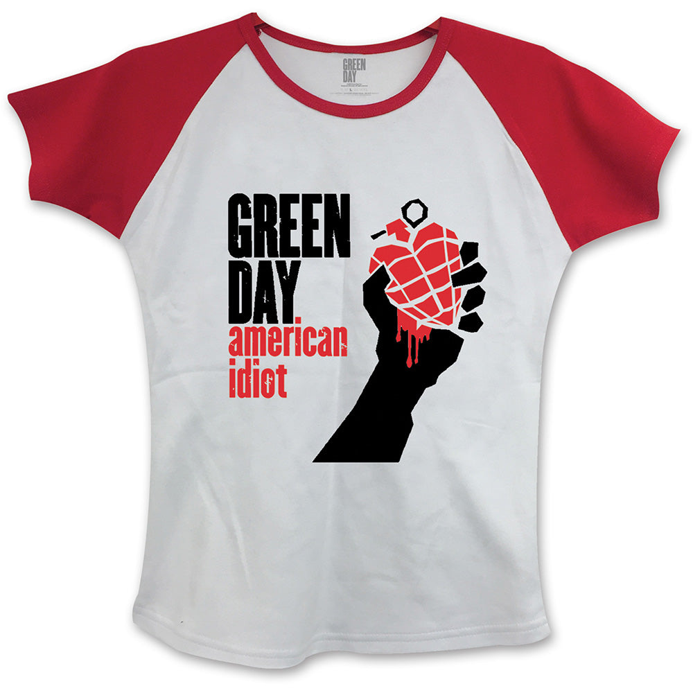 Green Day Ladies Raglan T-Shirt: American Idiot (Skinny Fit)