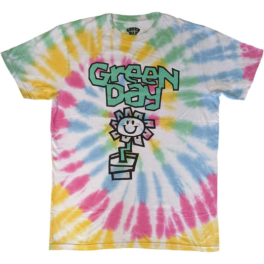 Green Day Unisex T-Shirt: Flower Pot (Dye-Wash)