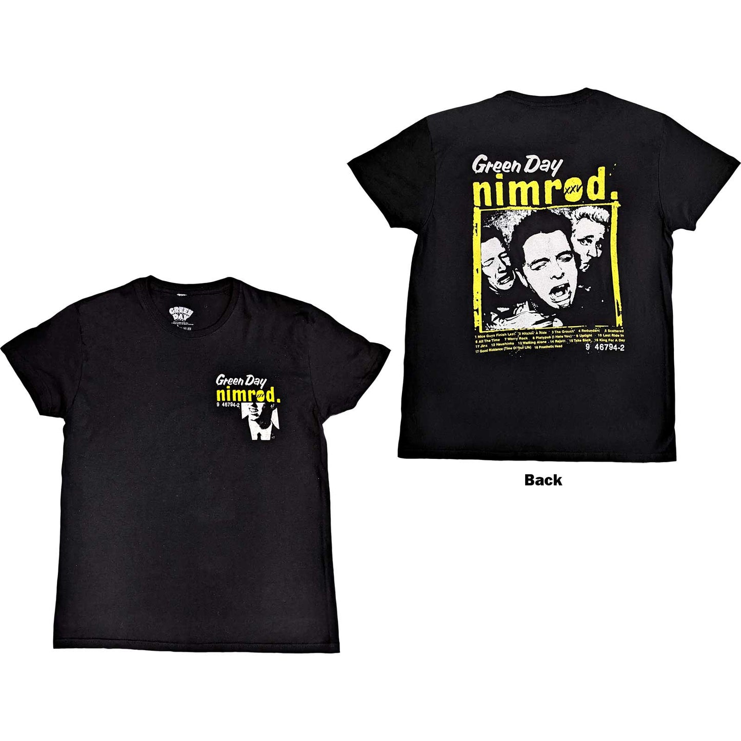Green Day Unisex T-Shirt: Nimrod Breast Print (Back Print)