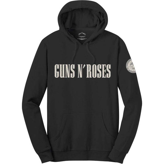 Guns N' Roses Unisex Pullover Hoodie: Logo & Bullet Circle (Applique Motifs)